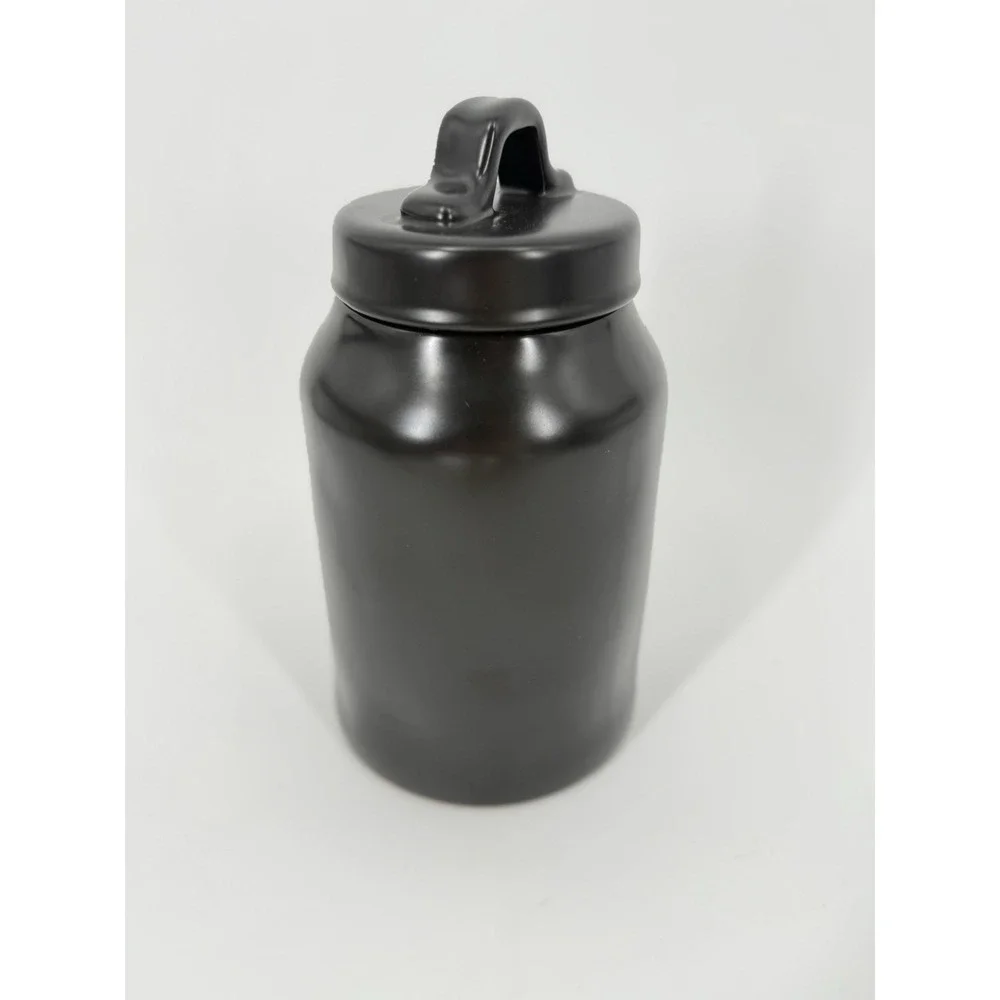 Rae Dunn Artisan Collection Black Small Sugar‎ Jar with Flat Sealing Lid